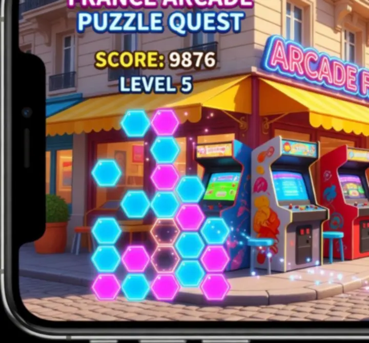 Visuel coloré du jeu d’arcade-décontracté PARIS OFF NIGHTS sur mobile